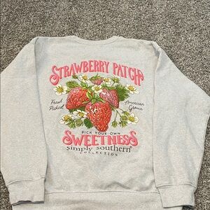 Simply Southern Gray Crewneck with Strawberry Design